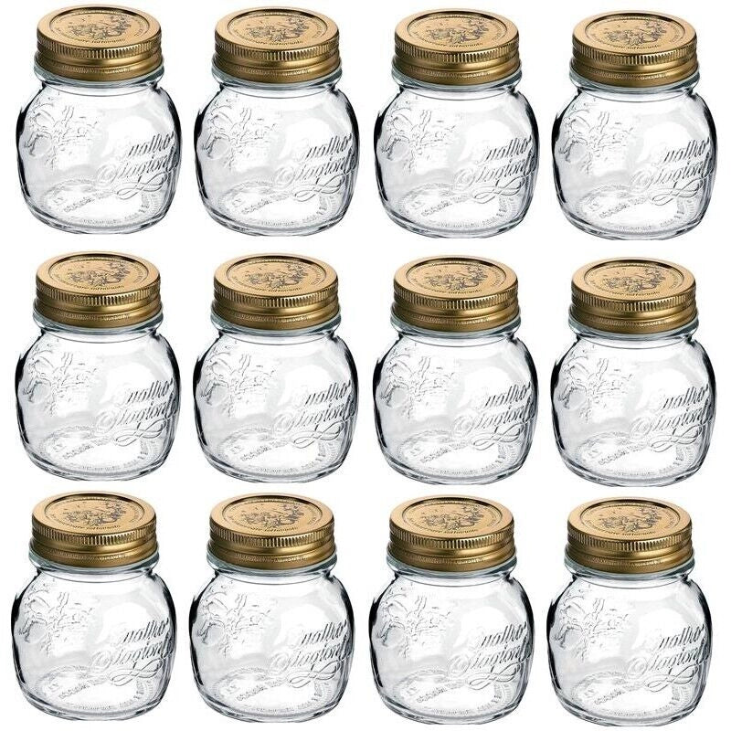 12 BARATTOLI 250CC QUATTRO STAGIONI BORMIOLI VASO PER CONSERVE CON 12 TAPPI INCLUSI
