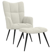 Poltrona Relax con Poggiapiedi Bianco Crema in Velluto cod mxl 23686