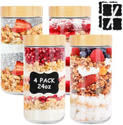 Contenitori in vetro da conserva 680ml - Impermeabili - Con coperchio a vite - Ideali per smoothies e yogurt - Perfetti per la preparazione delle pasti - Contenitori da cucina
