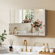 Armadietto a specchio da parete in MDF grigio, 90 cm