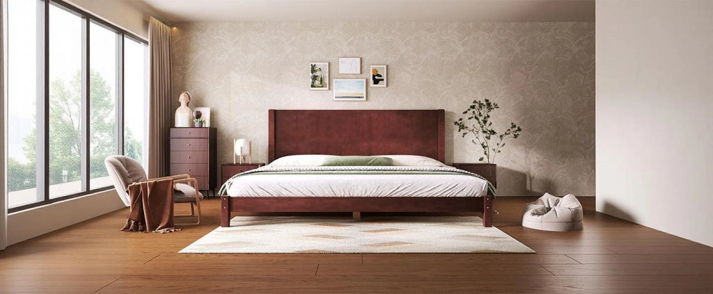 DESMIU Letto matrimoniale 180 × 200 cm con testiera e 11 doghe, senza materasso, marrone