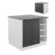 Isola cucina Fame-Line Antracite-oro/Bianco 90 cm senza piano di lavoro Vicco