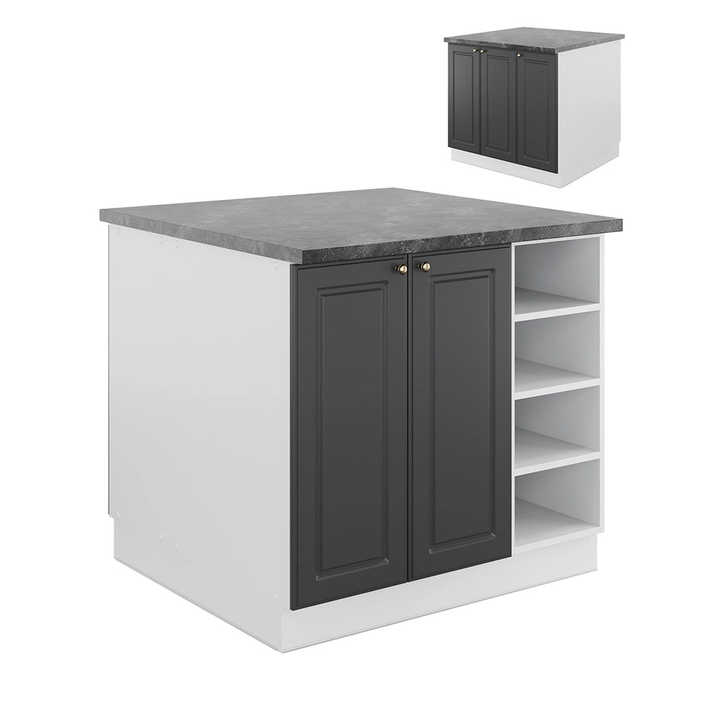 Isola cucina Fame-Line Antracite-oro/Bianco 90 cm senza piano di lavoro Vicco