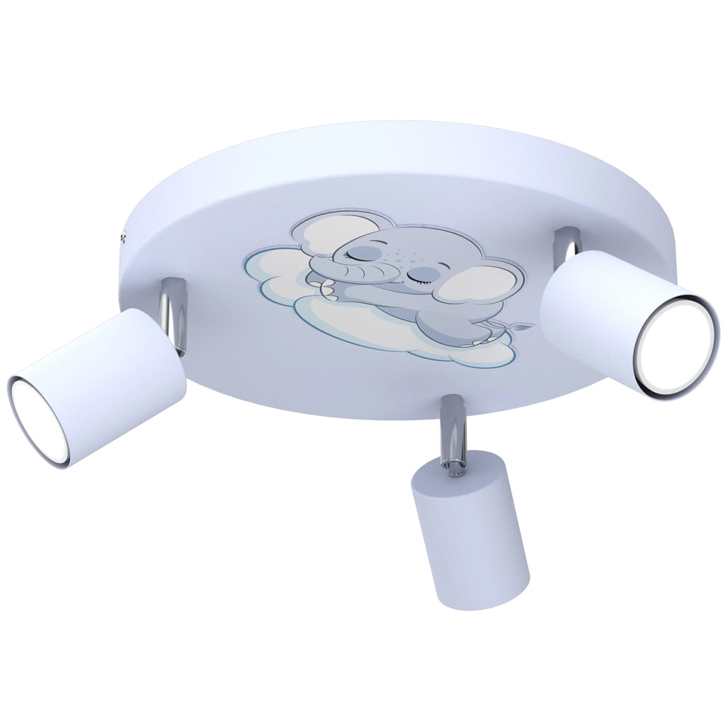 Plafoniera bimbo elefantino 3 faretti orientabili blu GU10