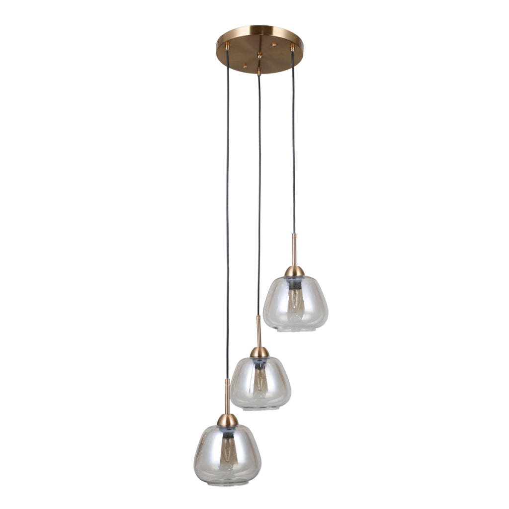 Lampada a sospensione Felis oro vetro ambra 3xE27 Italux