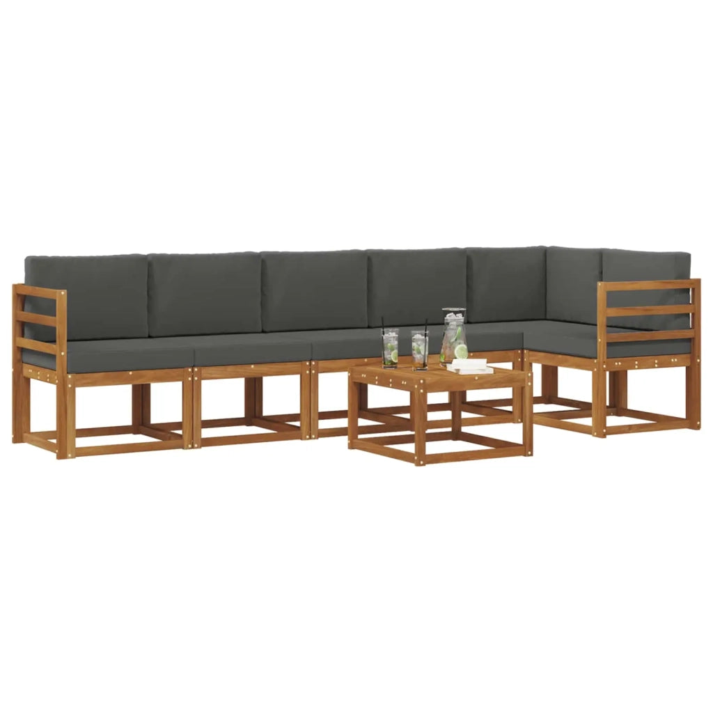 Set di divani da esterno con cuscino 7 pcs Naturale e Antracite 3366485