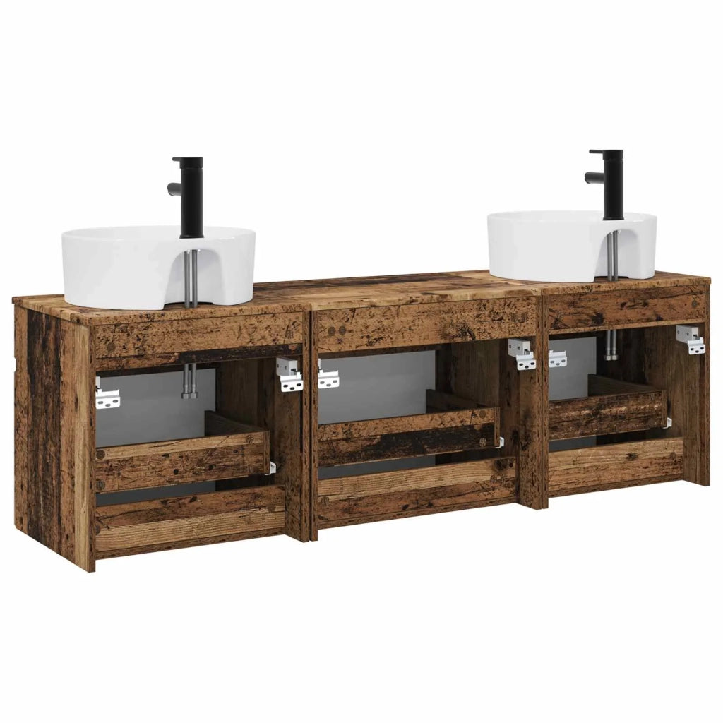 Set di Armadi da Bagno 3 pz Legno antico 49 x 44,5 x 65 cm 3405755