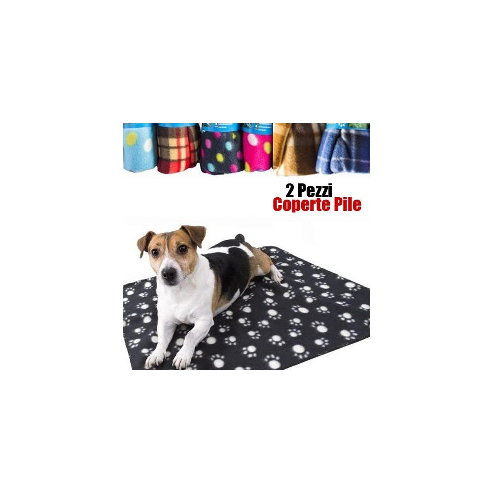 Trade Shop - 2x Plaid Coperta Pile X Cani Gatti 80x120cm Copri Divano Coprisedile Vari Colori -