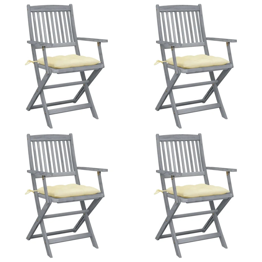 Sedie da Giardino Pieghevoli 4pz con Cuscini in Massello Acacia cod mxl 9935