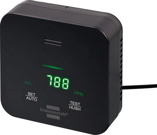Metrino di CO2/ rilevatore di anidride carbonica per il controllo della qualità dell'aria (con display di semaforo e segnale di allarme, funzione batteria fino a 12 ore)