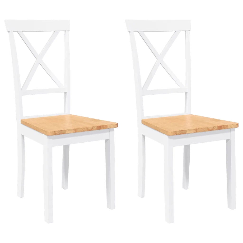vidaXL Sedie da Pranzo 2 pz Bianche in Legno Massello di Hevea