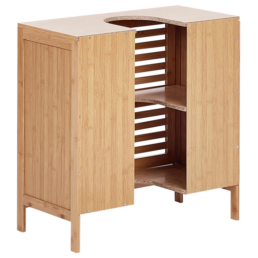 Armadietto per lavabo in bambù chiaro per la conservazione del bagno Minimalista