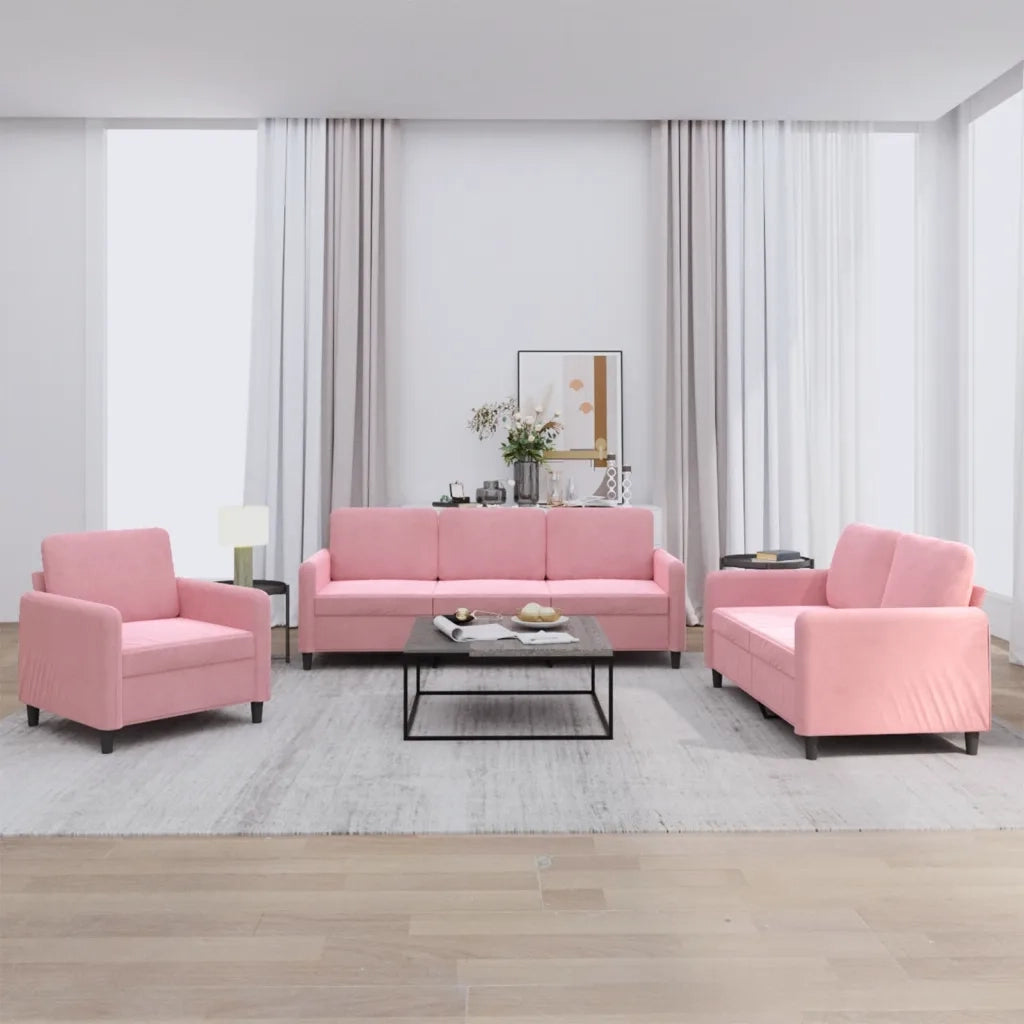Set di Divani 3 pz Rosa in Velluto 3201937