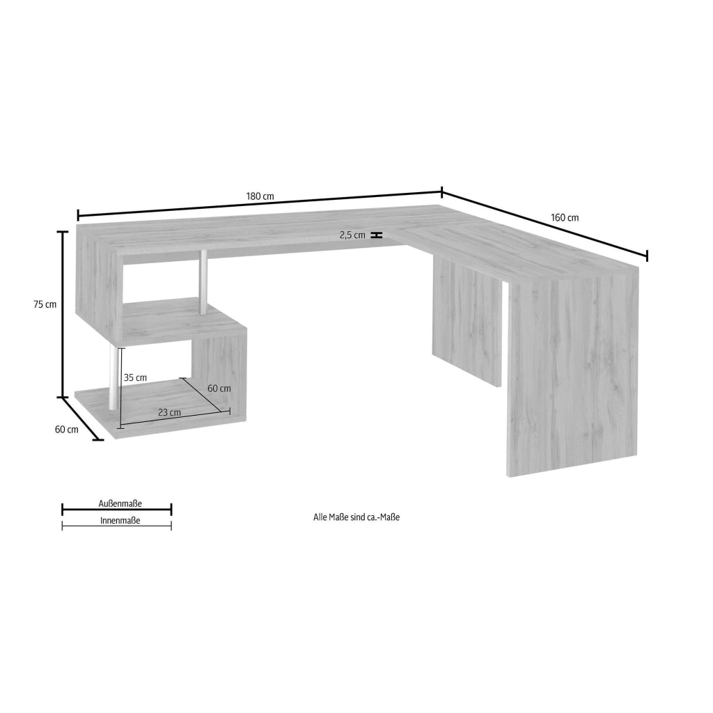 Scrivania Moderna Da Ufficio 160/180X60X77,5cm - HERMES