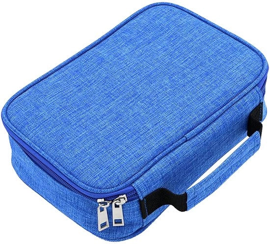 Etui per matite con 72 cassette, grande capacità, portatile con spazio di stoccaggio rimovibile, organizzatore per matite, contenitore per strumenti da disegno, custodia per matite per bambini, ragazzi e adulti (blu)