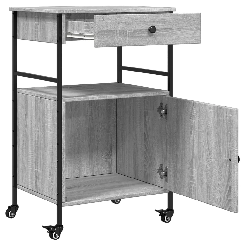 Carrello da Cucina Grigio Sonoma 56x43x89,5cm Legno Multistrato CFW3382239