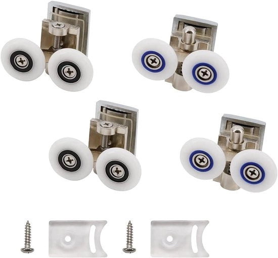 4 set di ruote per doccia in plastica per vetro 6-8 mm - 2 ruote superiori e 2 ruote inferiori per le porte doccia.