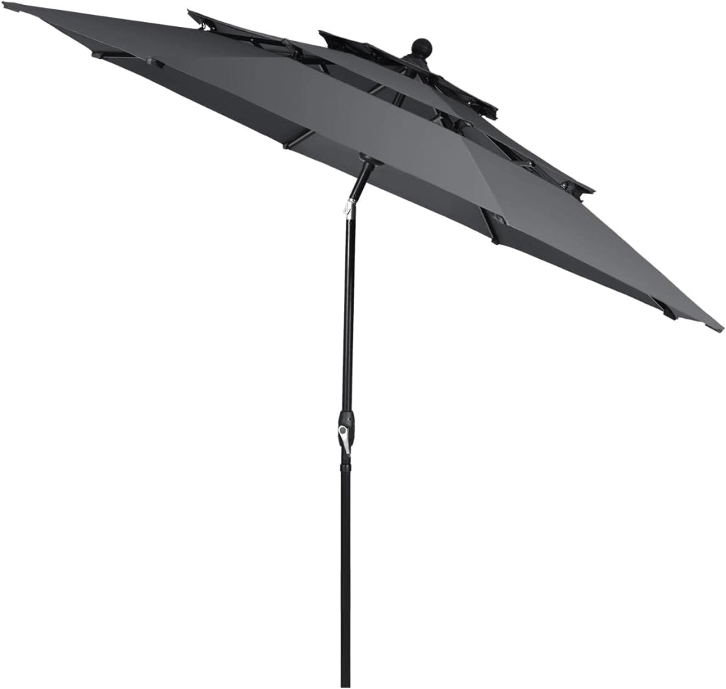 φ3 m Ombrellone da giardino, Tripla baldacchino, Ombrellone inclinabile, Angolo regolabile, Ombrellone da esterno, protezione solare, per terrazza, balcone, altezza di 240 cm