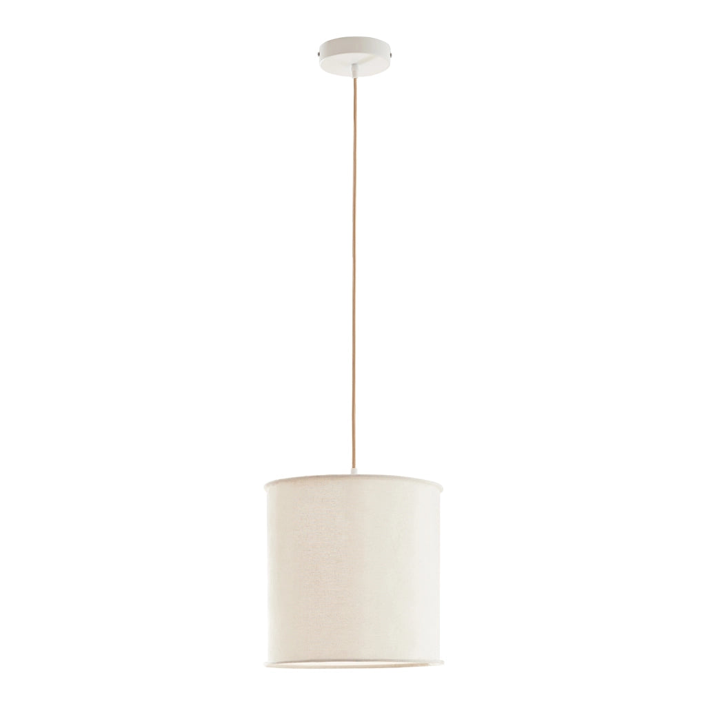 Lampada a Sospensione Buckley con Paralume Cilindrico Ø30 cmTessuto Bianco lux.pro