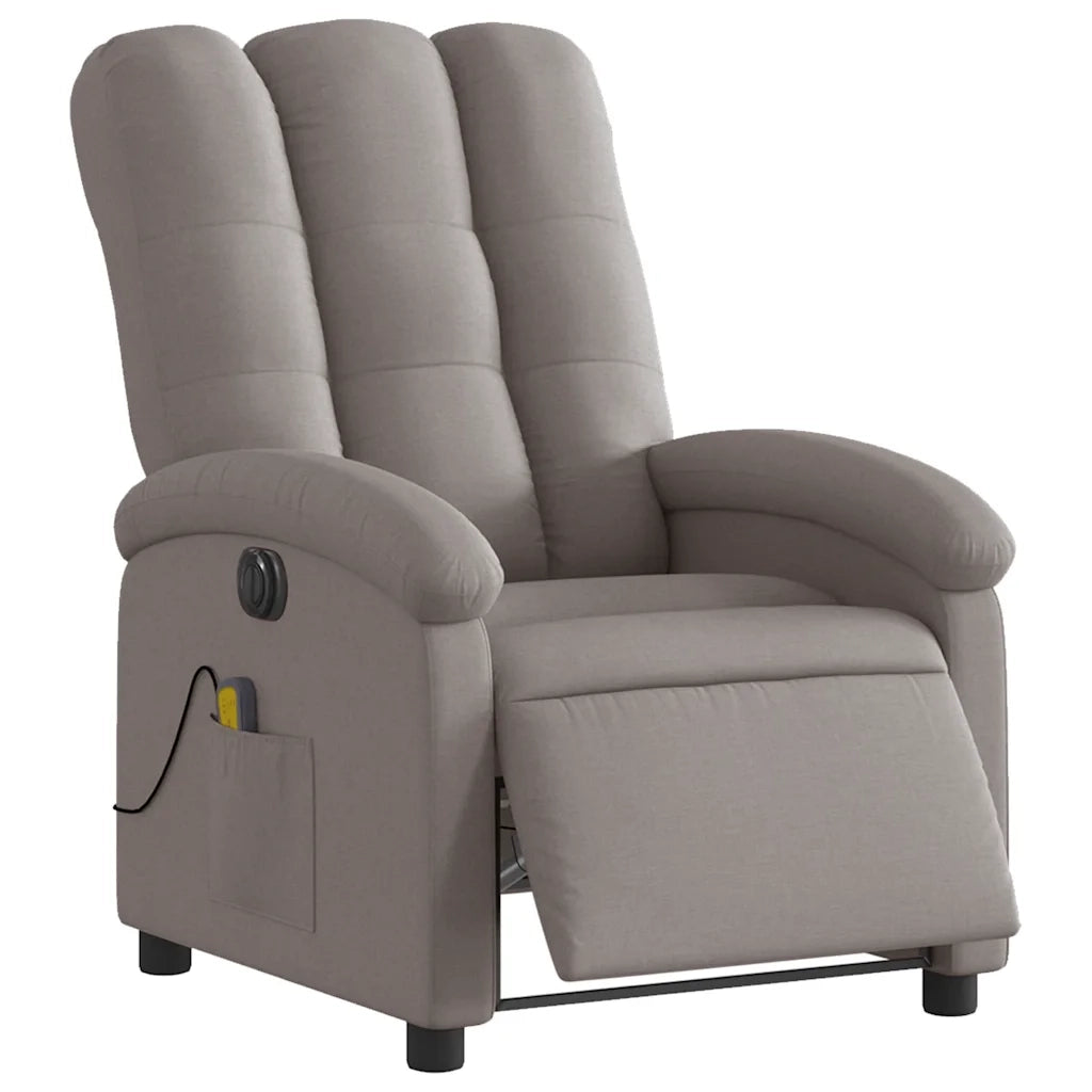 Poltrona Massaggiante | Sedia Relax Reclinabile Elettrica Tortora in Tessuto