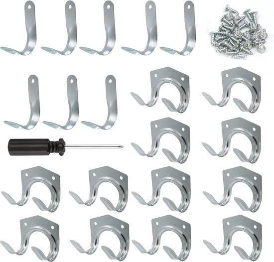 Set di attrezzi da giardino - gru da giardino - gancio singolo - gancio doppio - gancio per garage - gancio per ripostiglio - chiave inglese - garage - magazzino - giardino - deposito.