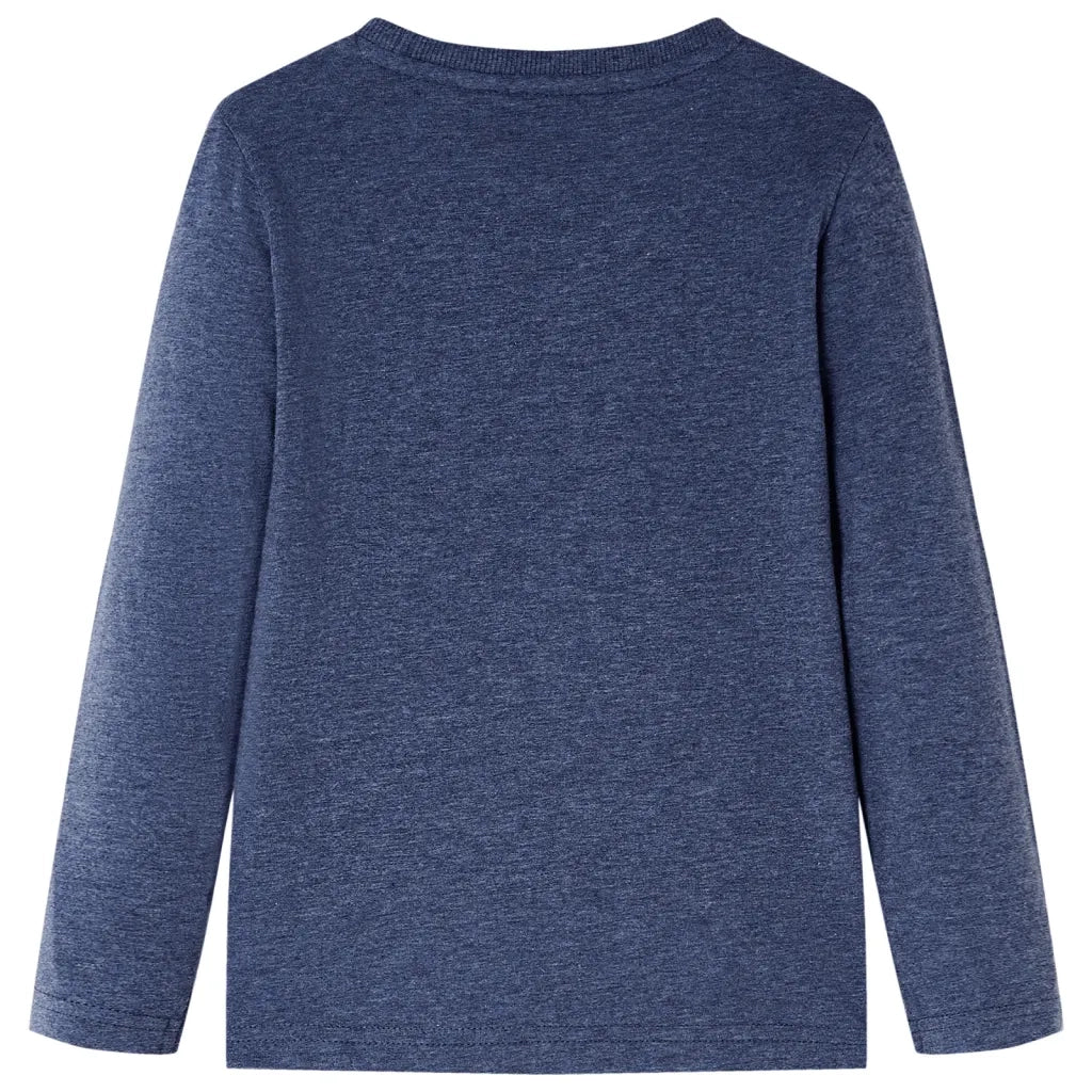 Maglietta da Bambino Maniche Lunghe Blu Scuro Mélange 128 12942