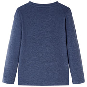 Maglietta da Bambino Maniche Lunghe Blu Scuro Mélange 128 12942