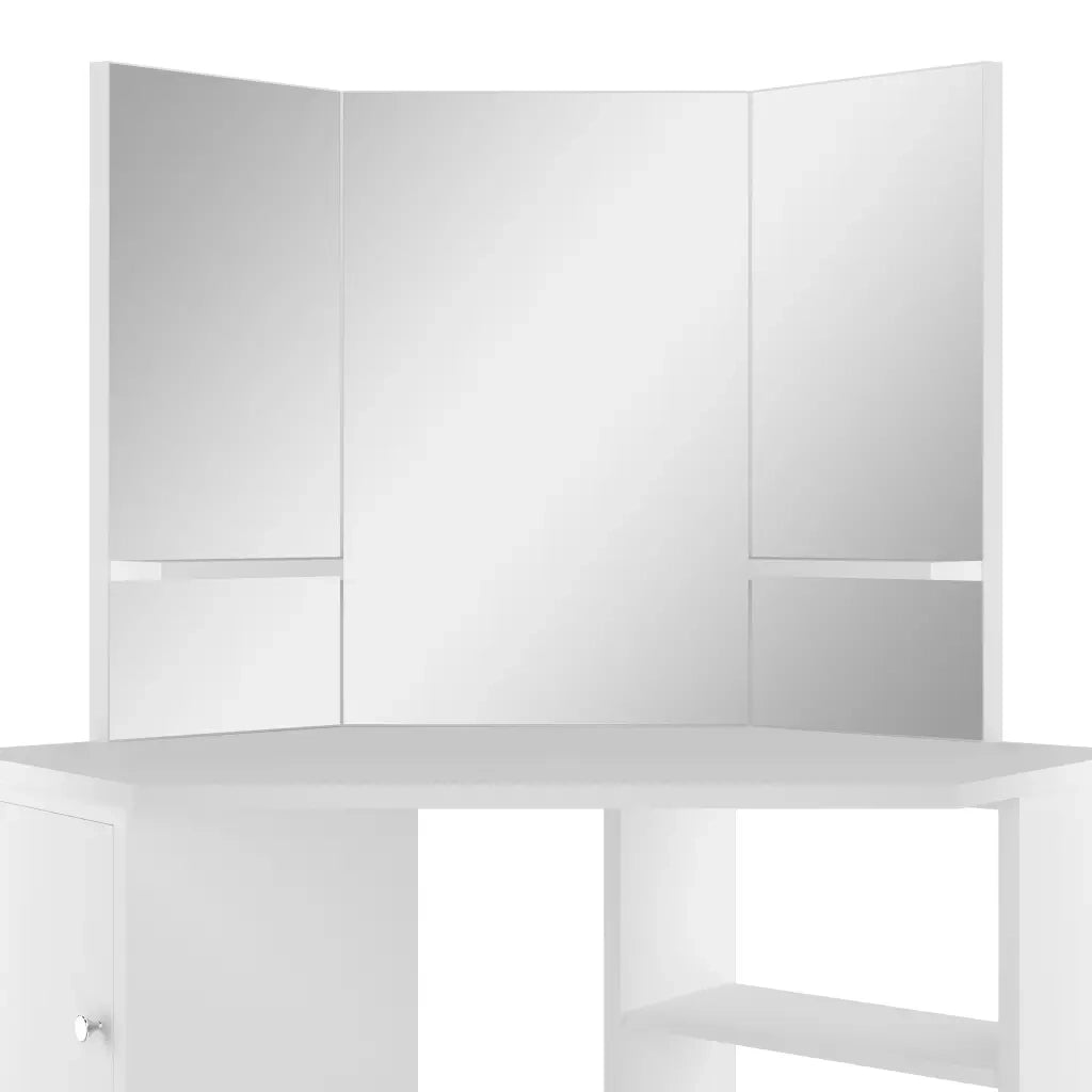 Toeletta-Tavolino da Trucco ad Angolo Bianco