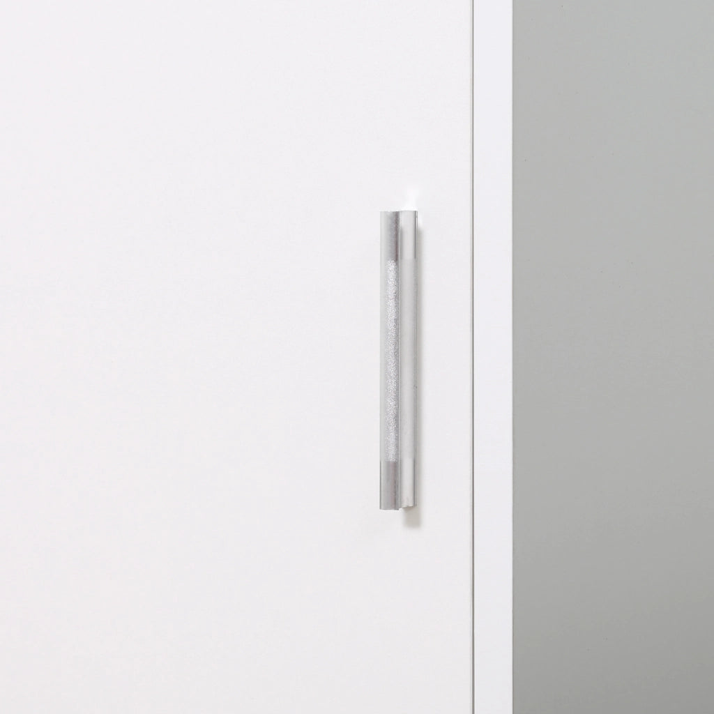 Mobile Colonna Bagno in Legno con Anta a Specchio ¨C zephmum ¨C 5 Ripiani, Bianco, 32x28x162 cm