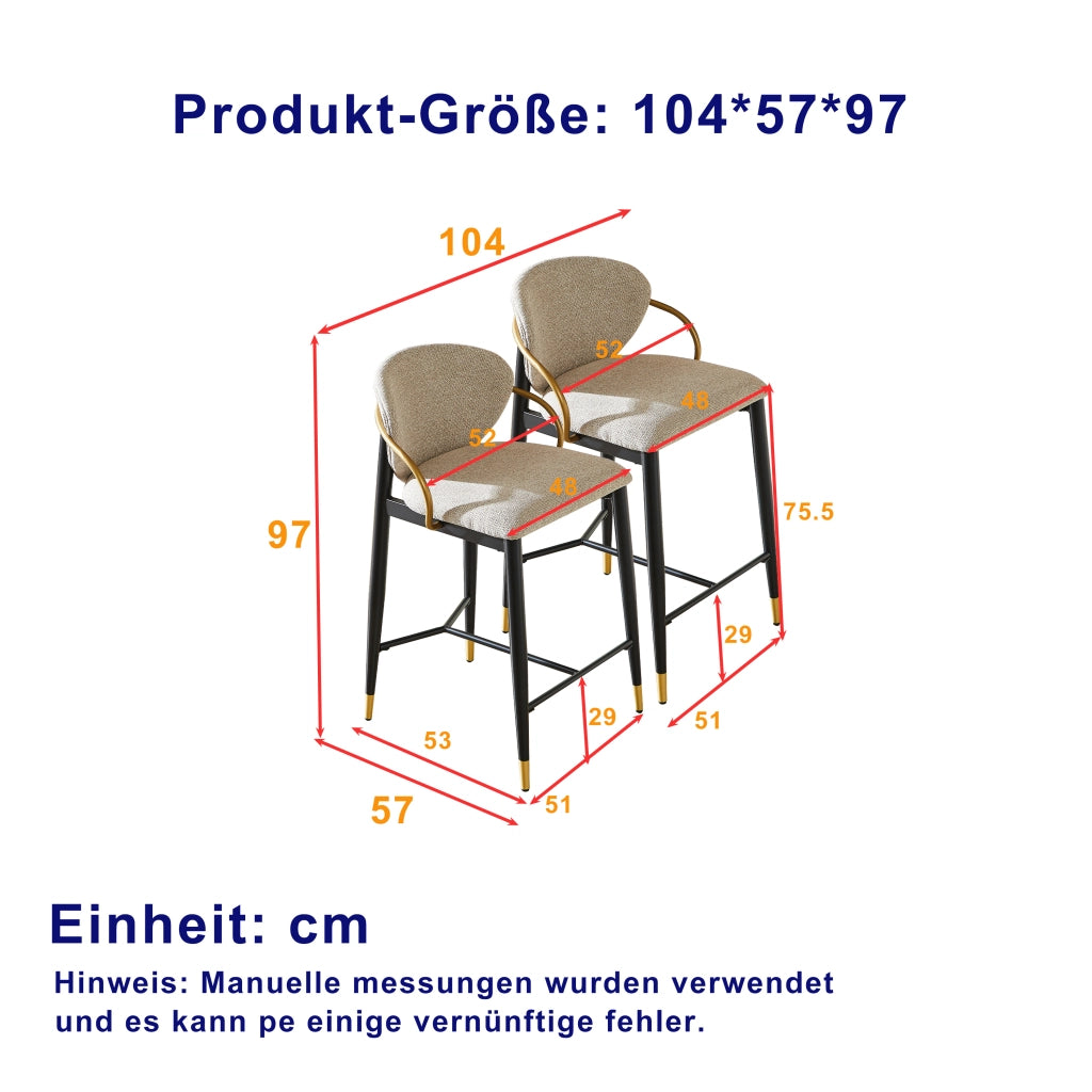 Set 2 Sgabelli da Bar Regolabili in Altezza ¨C MINIMAL ¨C Chenille Marrone Chiaro, Struttura Nero-Oro