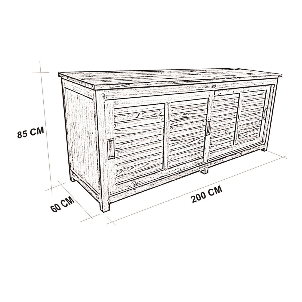 Mobile da Giardino in Legno Teak cm 200x60x90 - JULIAN