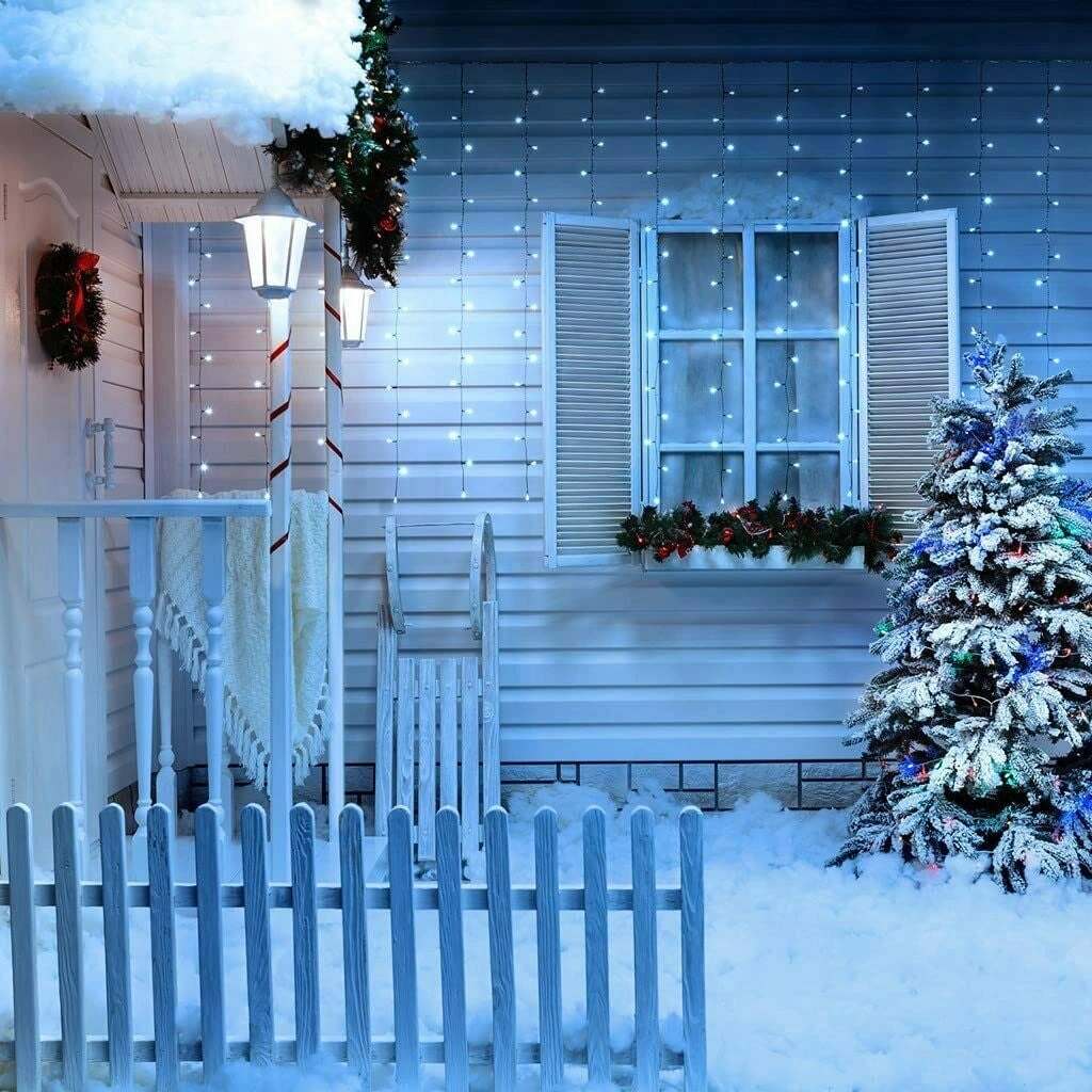 Luci di Natale tenda luminosa natalizia esterno 480 led luce bianca 6x1.2 Metri