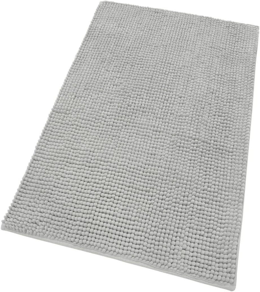 Tappeto Bagno Confortevole Scendiletto 50x80 cm Morbido Antiscivolo Pelo Lungo Grigio Chiaro