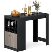 Tavolo da bar di angolo colazione alto da cucina con scomparti aperti, Armadietto contenitore e ripiano regolabile-Tavoli e sedie da pranzo