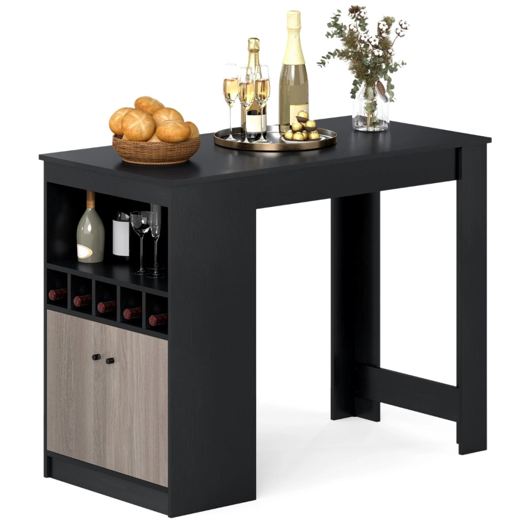 Tavolo da bar di angolo colazione alto da cucina con scomparti aperti, Armadietto contenitore e ripiano regolabile-Tavoli e sedie da pranzo