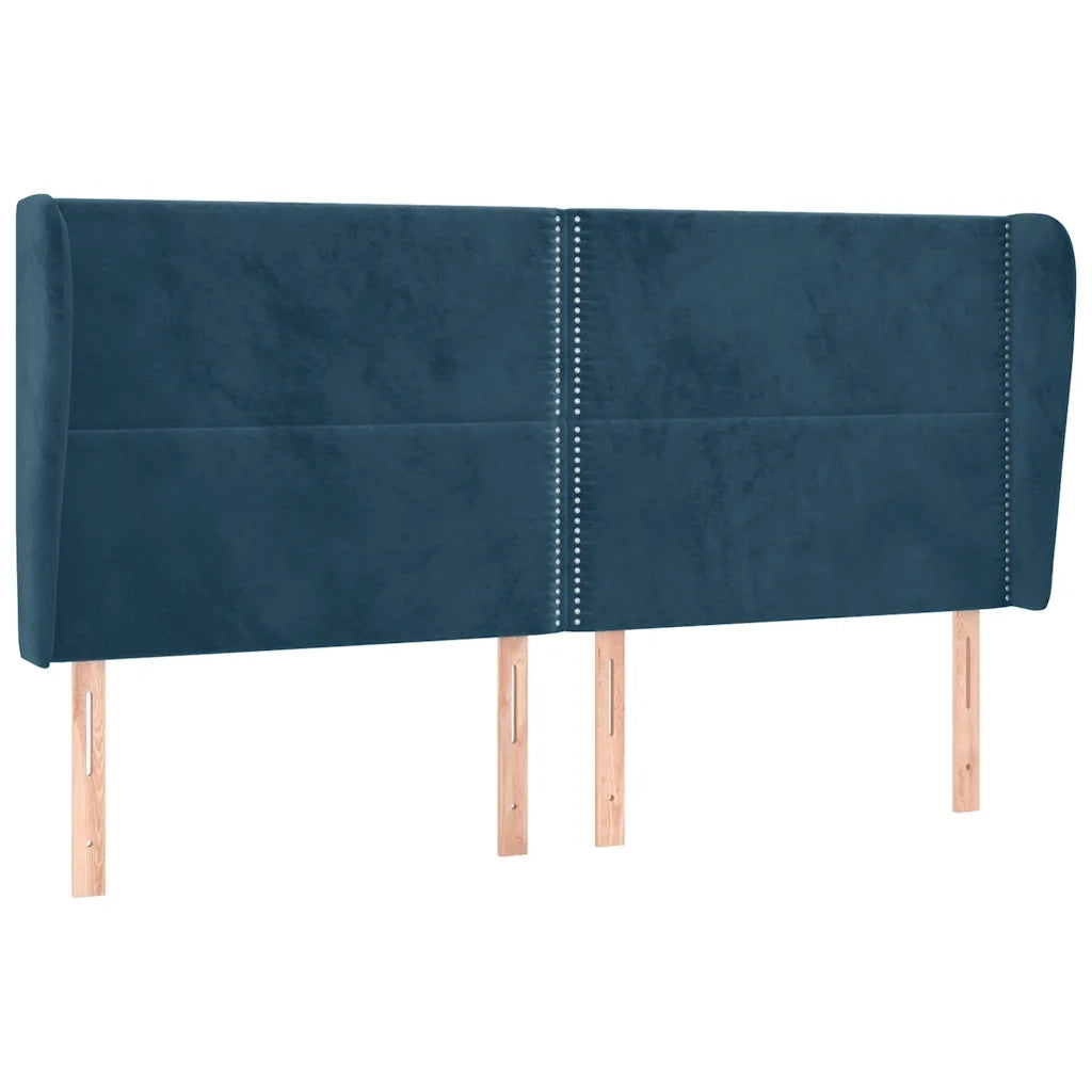 Testiera ad Orecchio Blu Scuro 163x23x118/128 cm in Velluto 3117874