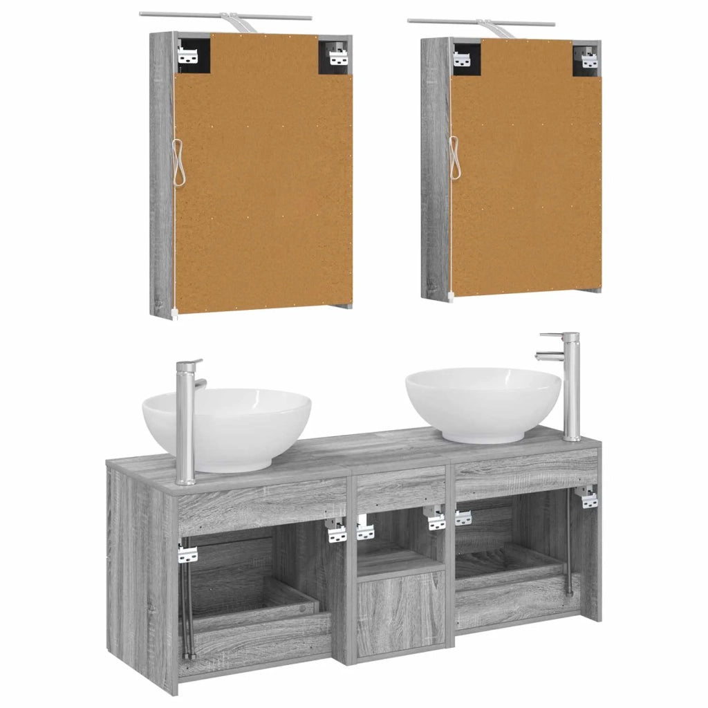 Set di mobili per il bagno 5 pcs Sonoma grigio 3406956