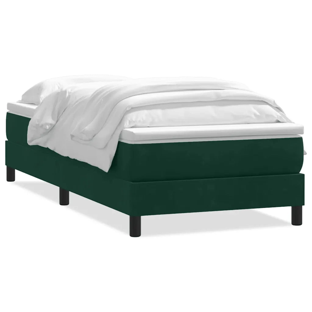 vidaXL Giroletto a Molle con Materasso Verde Scuro 80x220 cm Velluto
