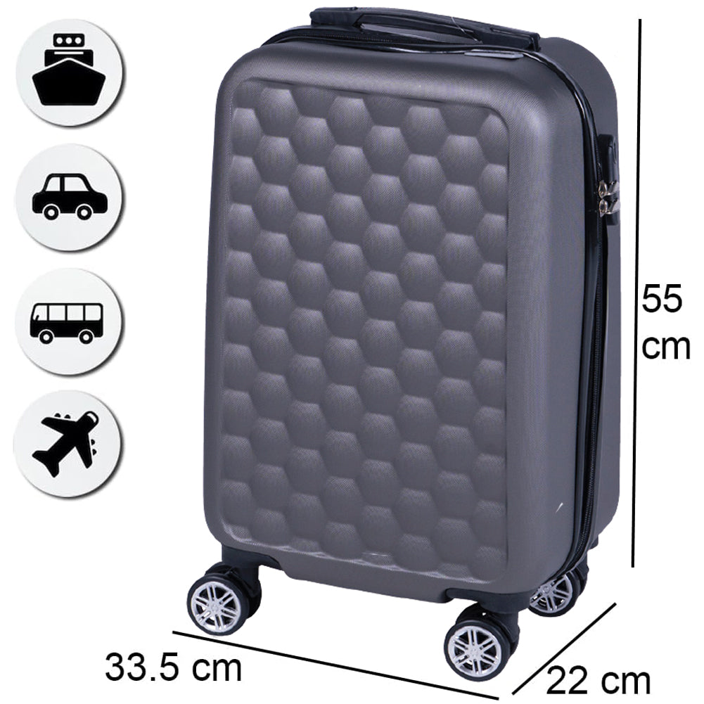 Trolley Cabina Rigido Bagaglio a Mano 33.5x22x55 cm con Maniglia Telescopica Grigio