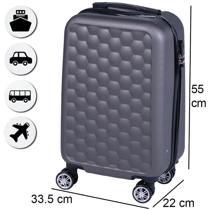 Trolley Cabina Rigido Bagaglio a Mano 33.5x22x55 cm con Maniglia Telescopica Grigio