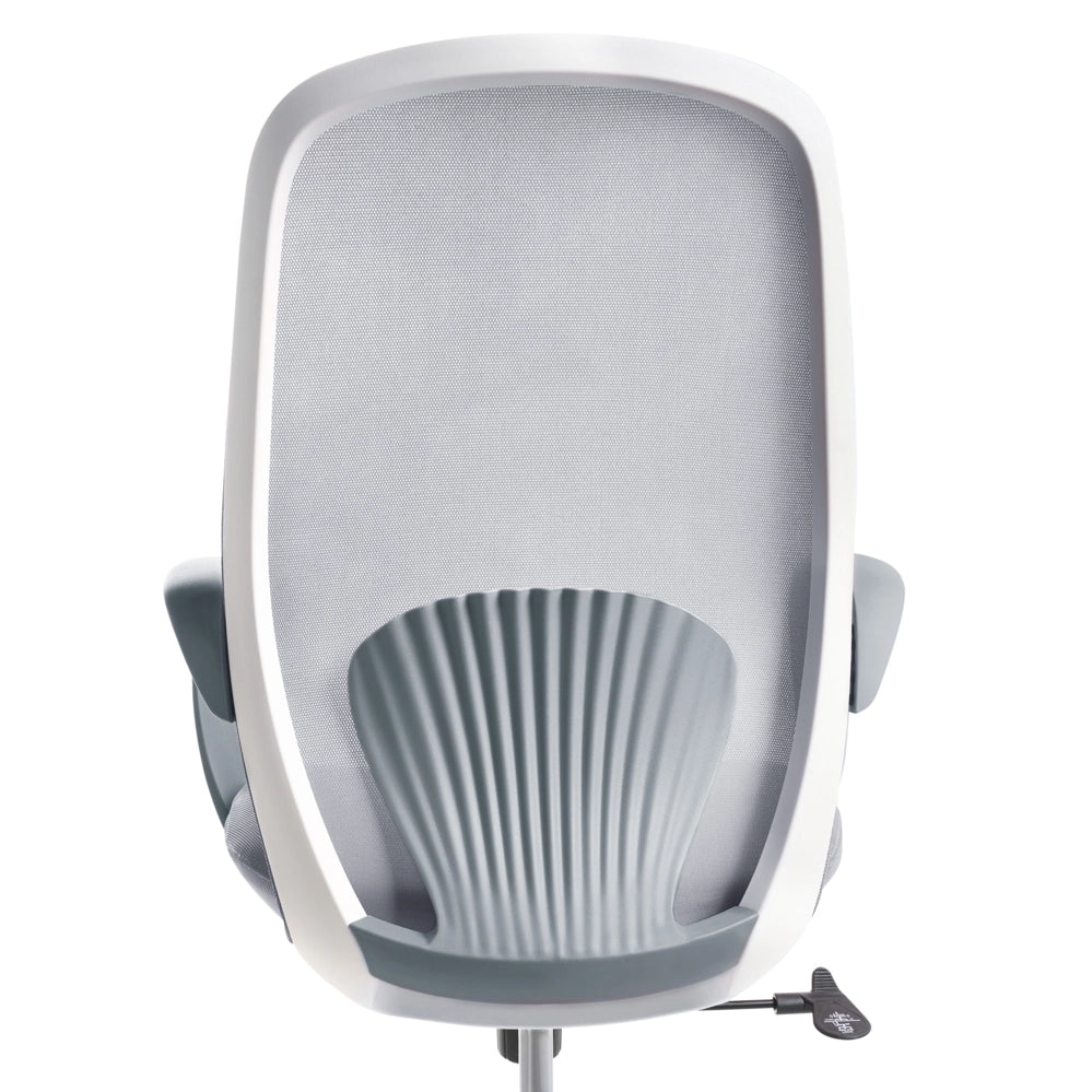 Sedia da ufficio in rete grigio Base girevole Braccioli Schienale reclinabile Altezza regolabile Seduta in schiuma modellata PU Ufficio domestico Open space