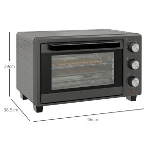 Mini Forno Elettrico 21 L 1400 W con 3 Modalità; Temperatura 100-230°C; Timer 60 Min e Teglia