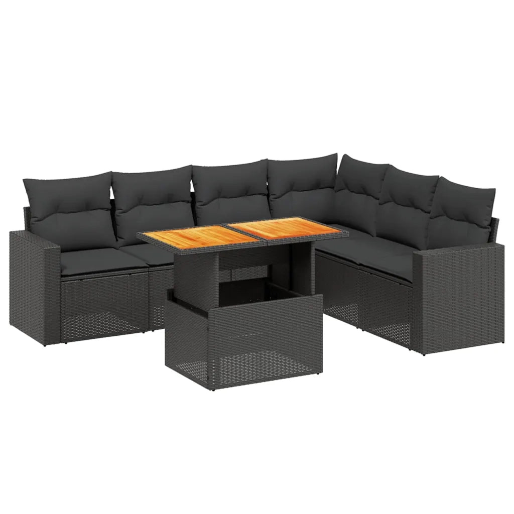 Set Divani da Giardino con Cuscini 7pz Nero Polyrattan 3271328