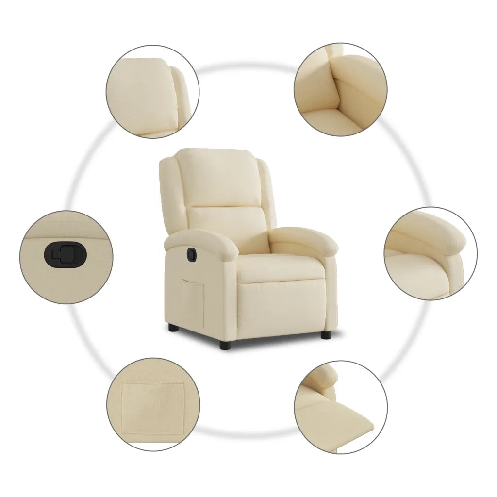 Divano Sedia-Poltrona Reclinabile in Tessuto Crema 458133