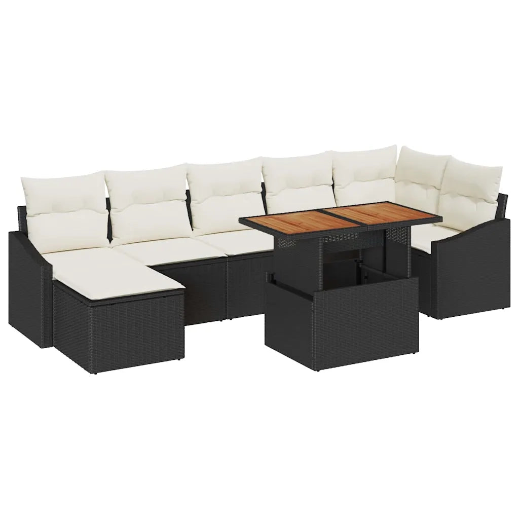 Set Divano da Giardino con archiviazione 8 pcs Nero Poly Rattan 3358602