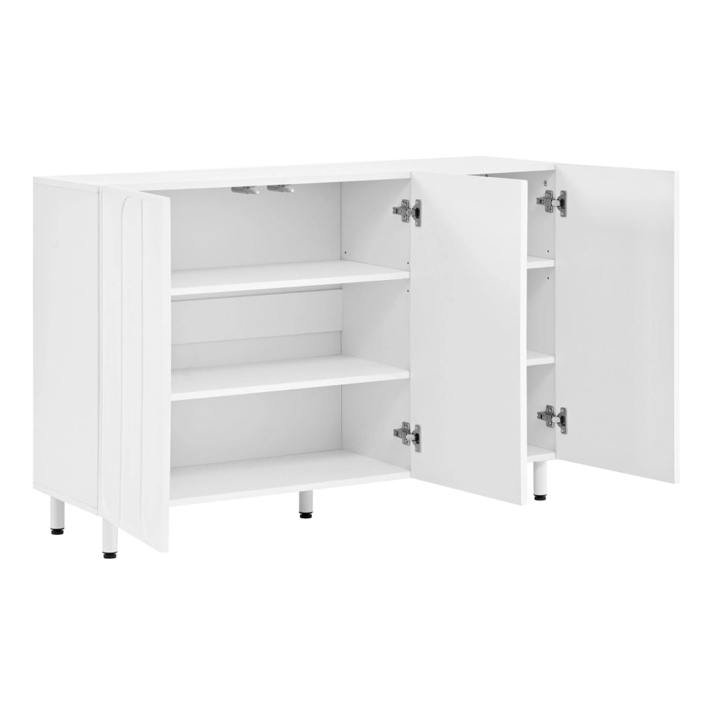 Mobile Sideboard e Scarpiera 2-in-1 in PB e MDF con 3 Ante, Ripiani Regolabili e Piedini in Metallo