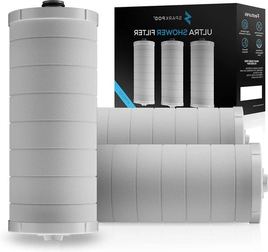 Filtro douchecarrello - Alto rendimento - Rimuove fino al 95% di cloro - Sostanze pesanti - Sedimenti - Impurità - 3 pezzi