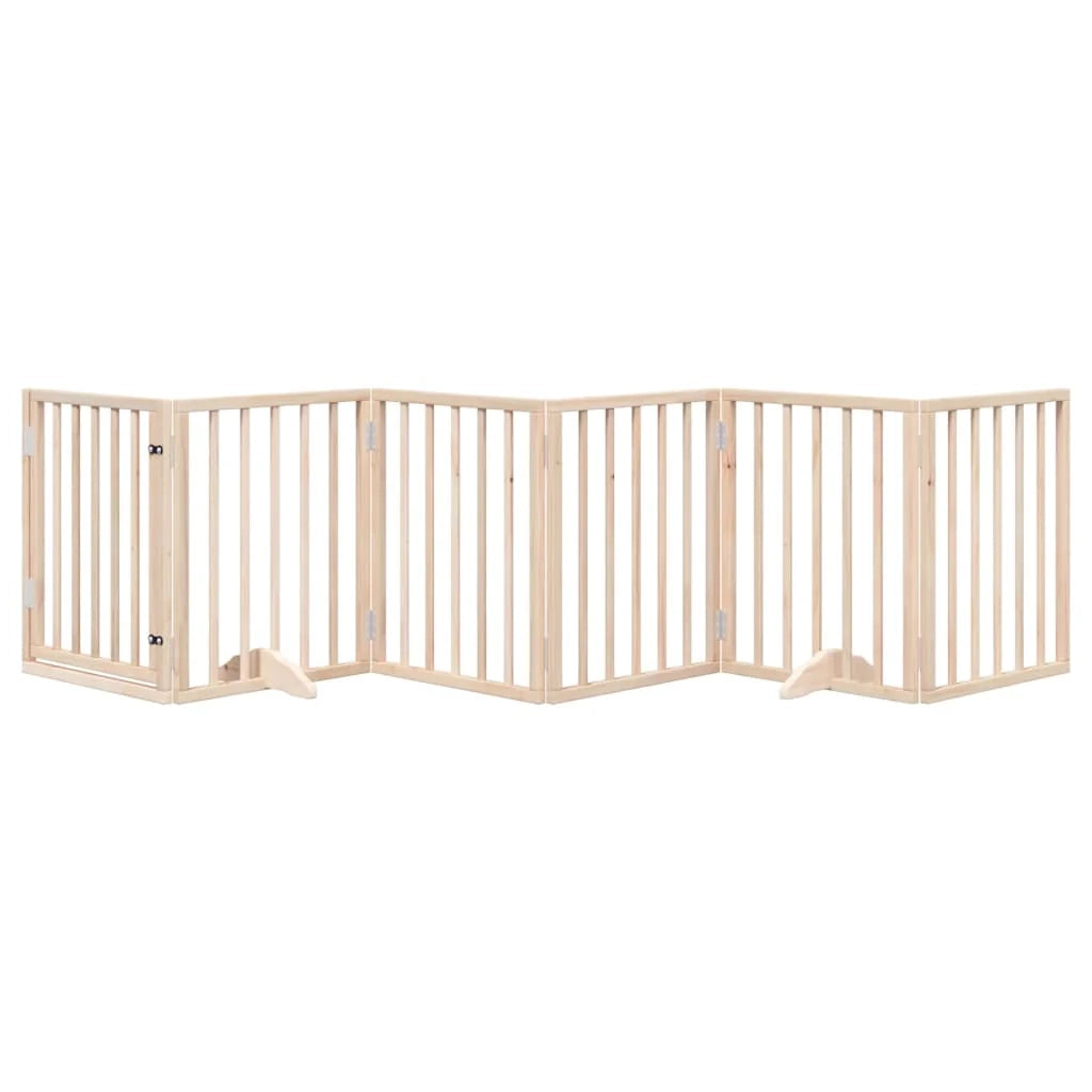 Cancelletto di sicurezza per cani con 6 pannelli in legno di pioppo marrone 02_0023317