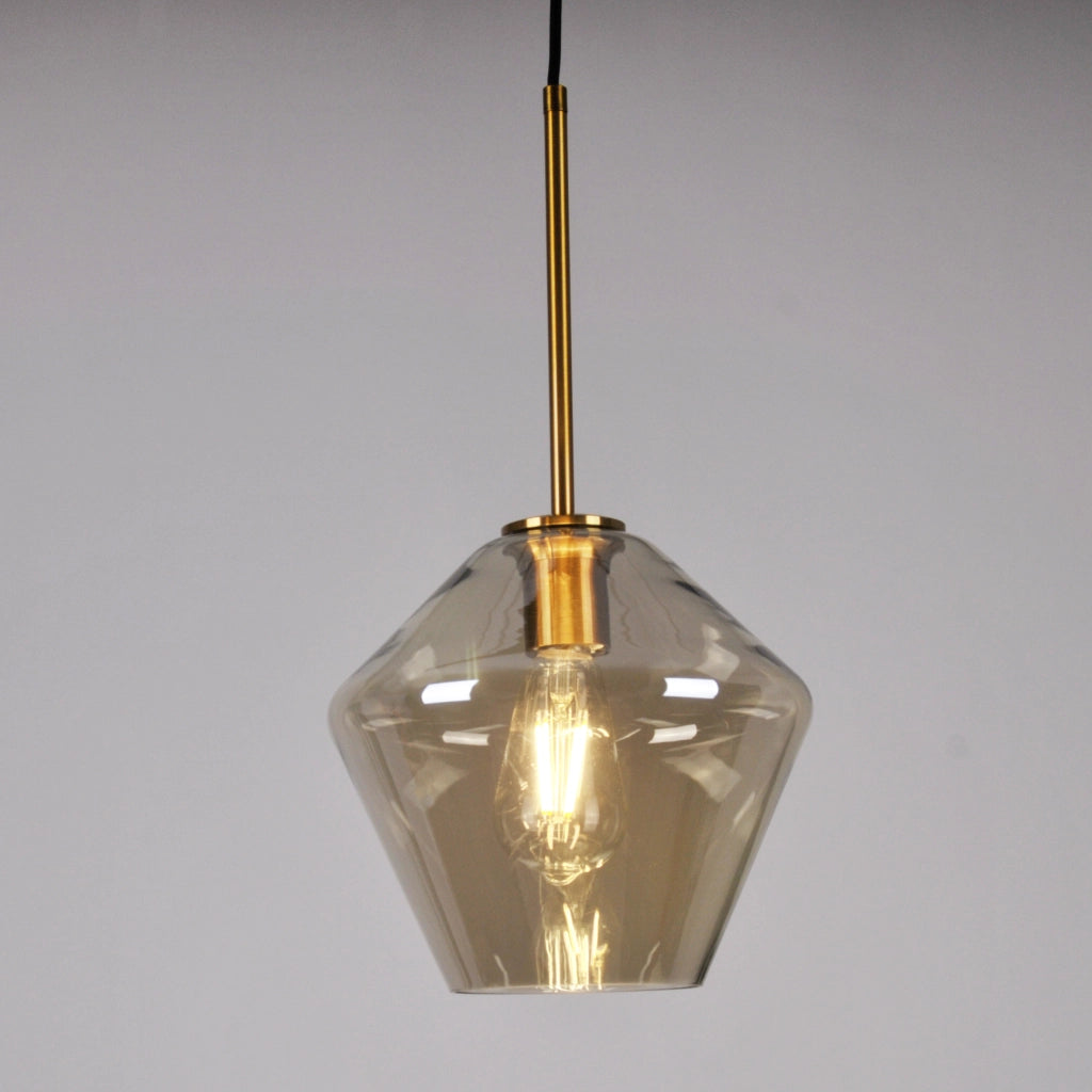 Lampada a sospensione Polux Grea vetro ambra E27 Ø23 cm