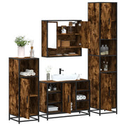 vidaXL Set Mobili da Bagno 4 pz Rovere Fumo in Legno Multistrato